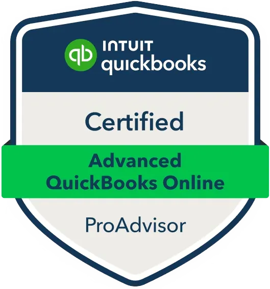 Intuit QuickBooks Certified Advanced QuickBooks Online ProAdvisor badge.